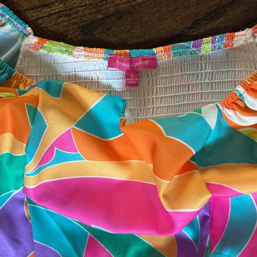 NWOT Bright and Colorful Flying Tomato maxi Dress. Size small. - Picture 3 of 4